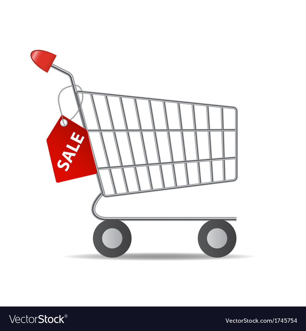 Empty Supermarket Shopping Cart Icon Isolated on Vector Image