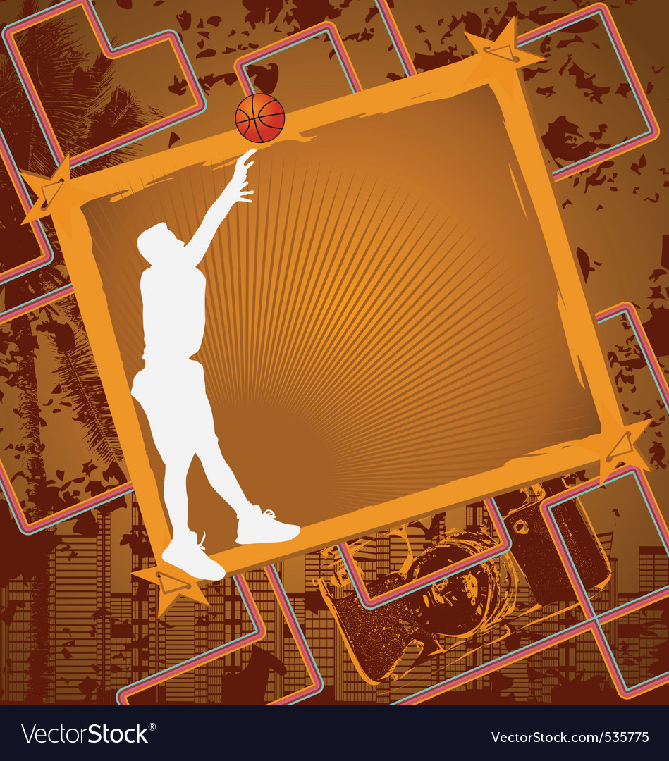 Basketball vintage frame Royalty Free Vector Image