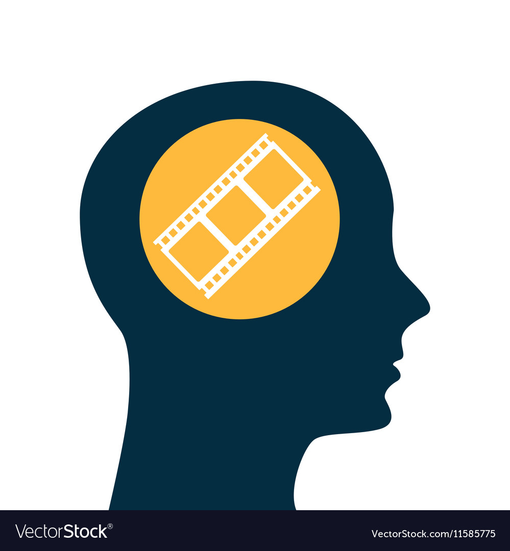 silhouette head concept cinema film strip vector image