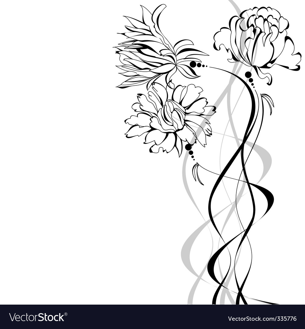 Sketch with flowers Royalty Free Vector Image - VectorStock