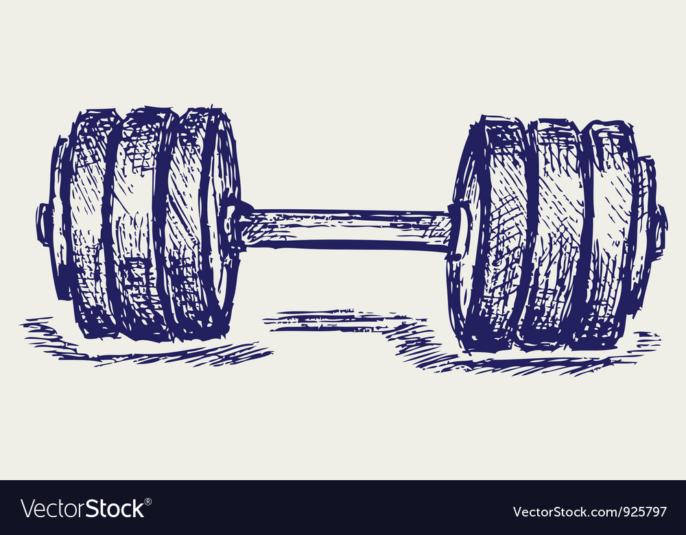 Sketch dumbbell weight Royalty Free Vector Image