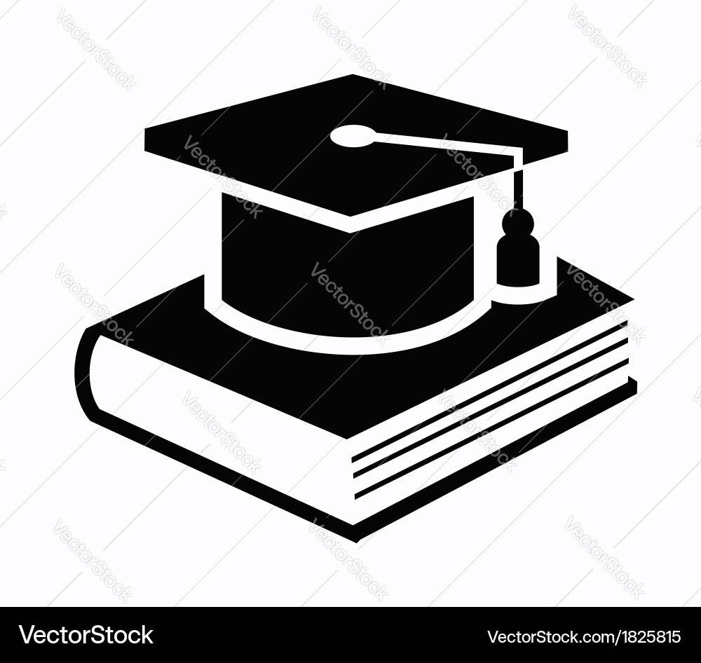 Graduation cap and book icon Royalty Free Vector Image