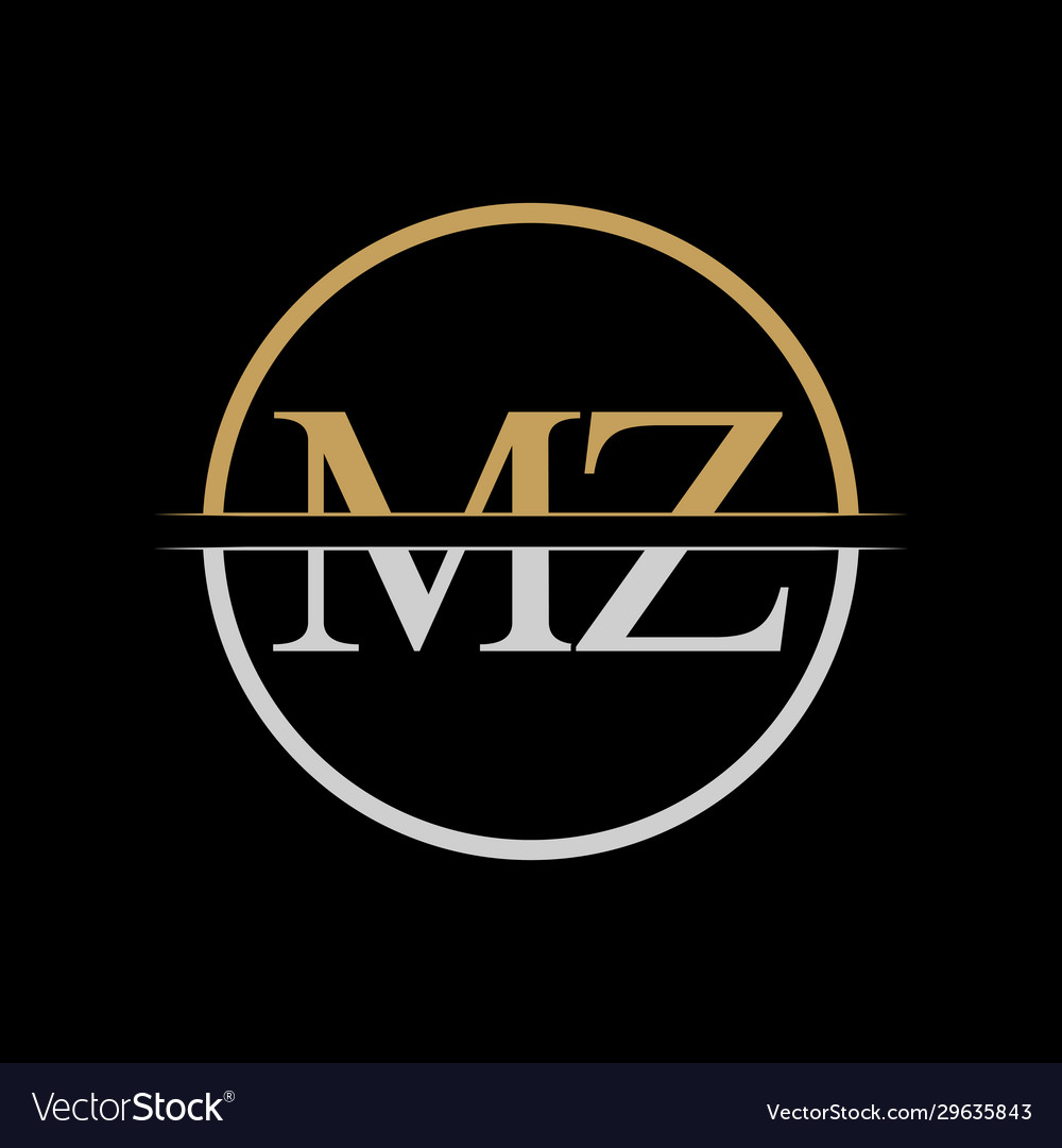 Initial mz letter logo design template gold Vector Image