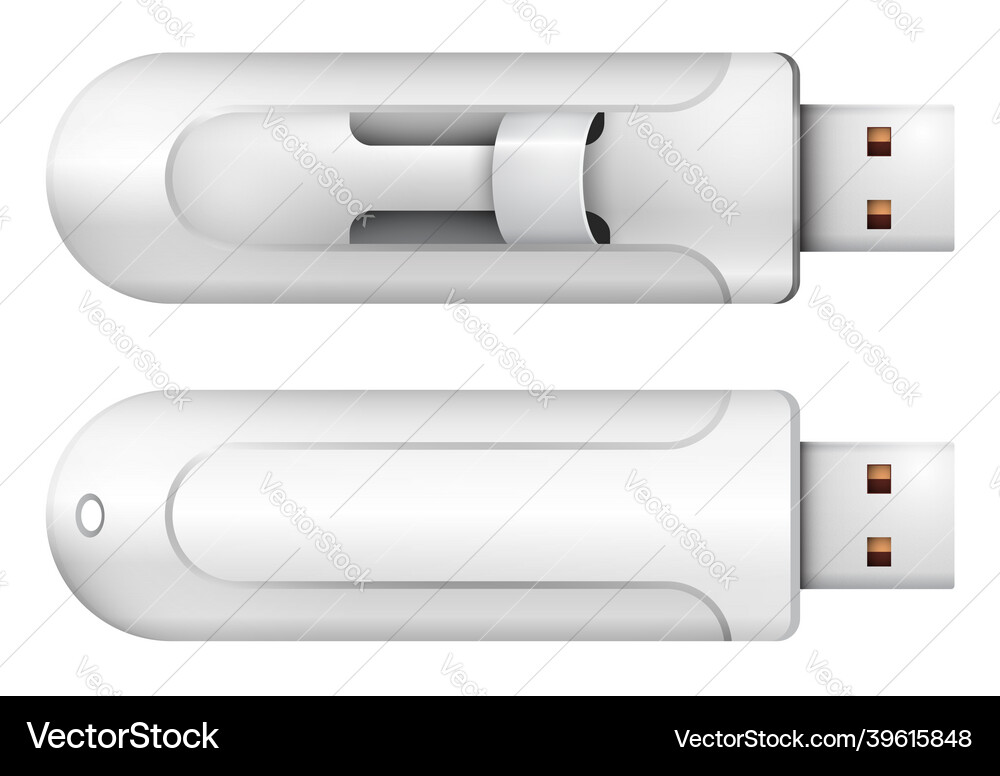 Realistic metal usb flash drive usb memory card Vector Image