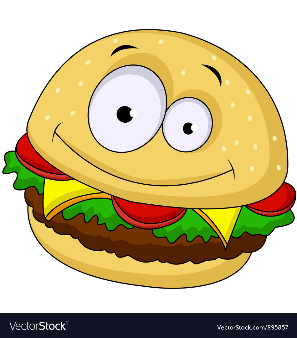 Burger Cartoon Vector Vectorstock Burger Cartoon Vector Vectorstock