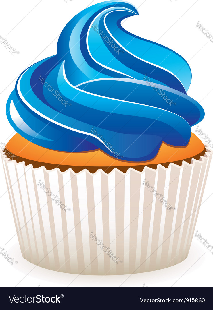 Blue cupcake Royalty Free Vector Image VectorStock
