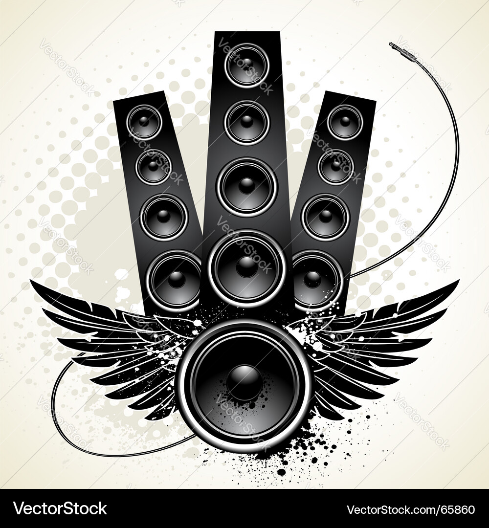 Wings speakers Royalty Free Vector Image VectorStock