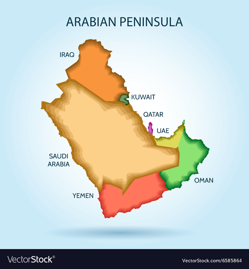 gulf countries new map arabian peninsula vector 6585864