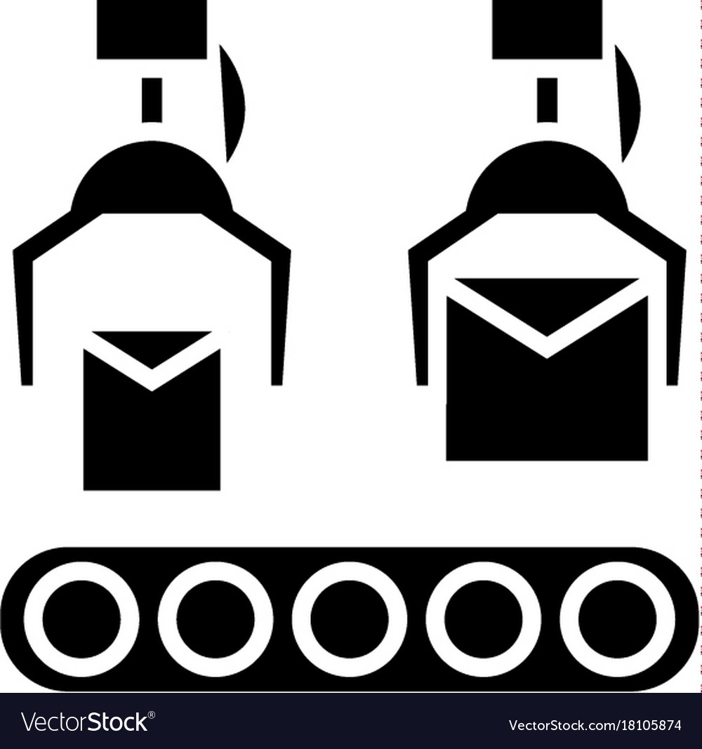 Production line icon black Royalty Free Vector Image