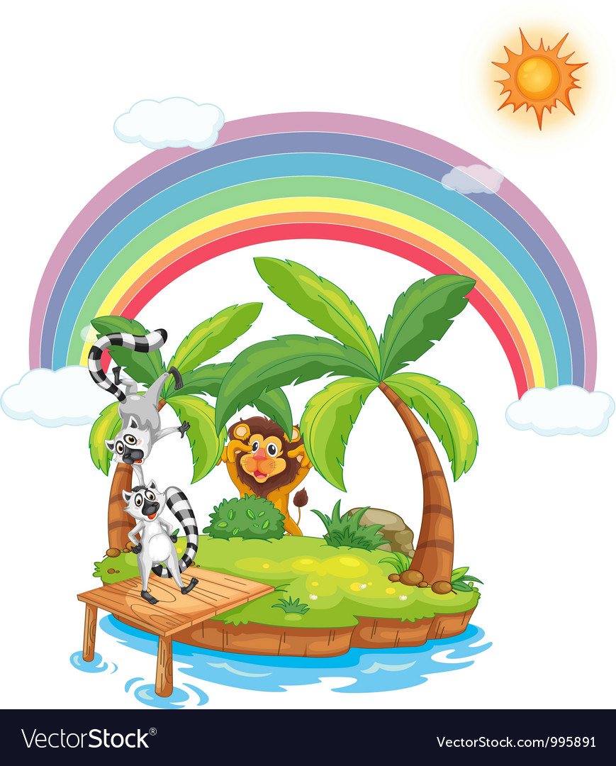 Paradise island with animals Royalty Free Vector Image