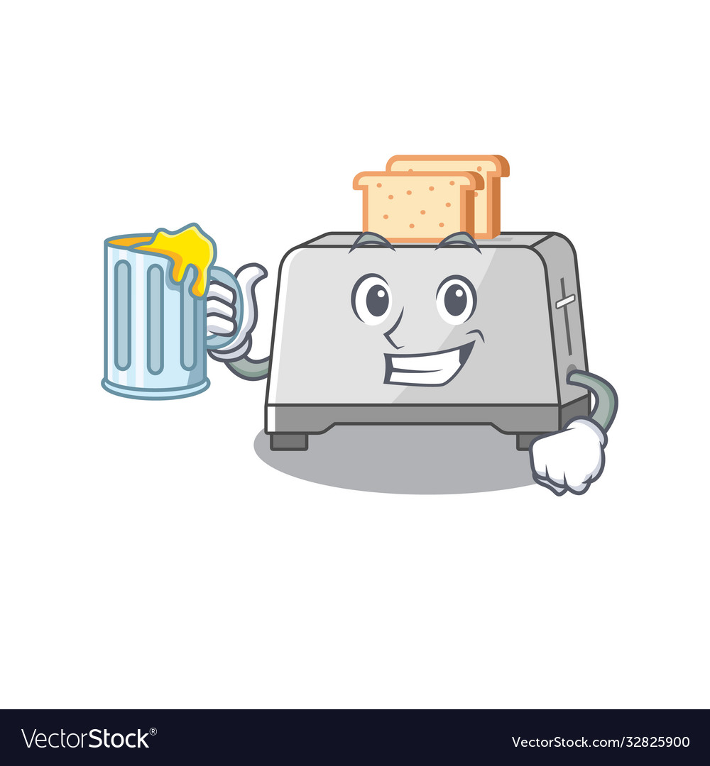 Smiley bread toaster mascot design with a big Vector Image