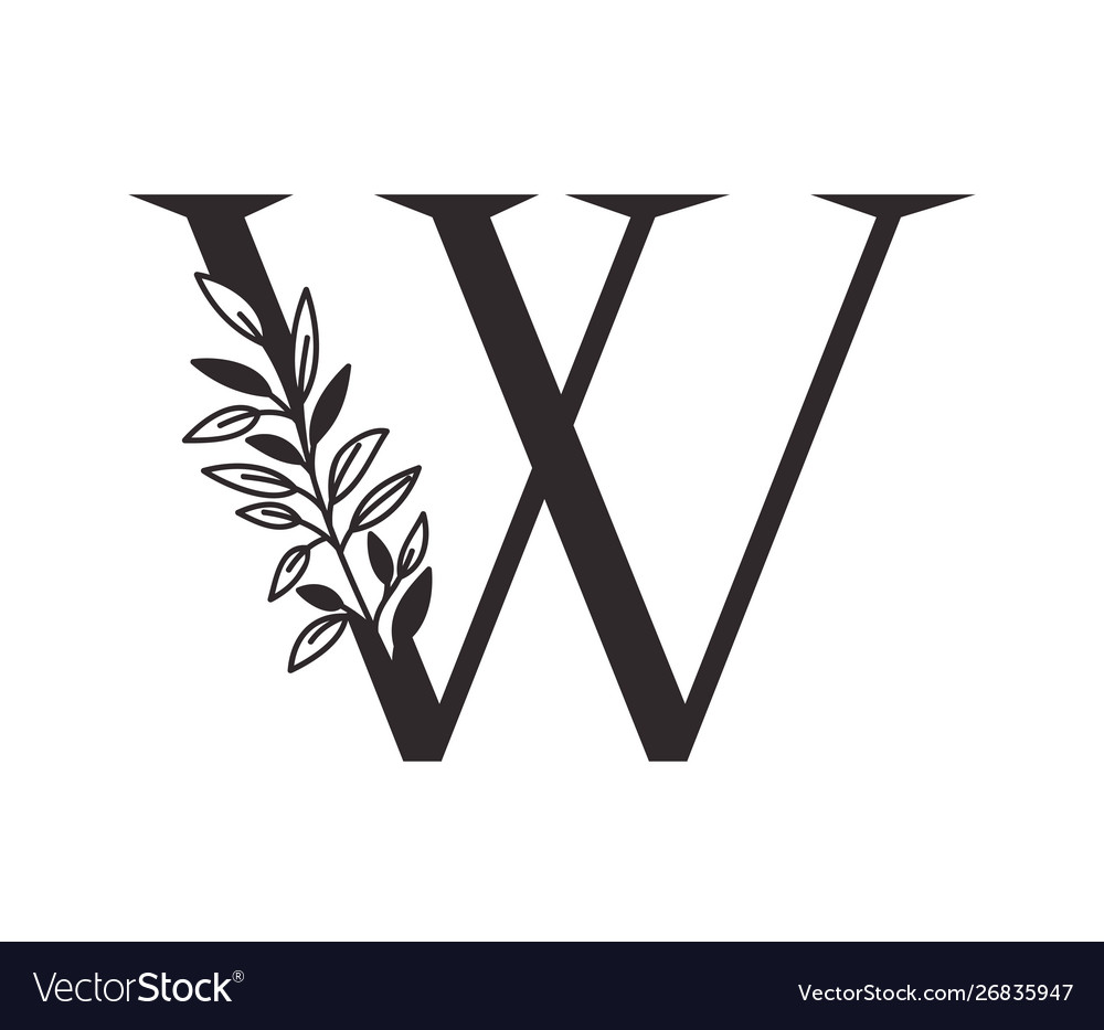 Letter W Alphabet With Leaves Royalty Free Vector Image