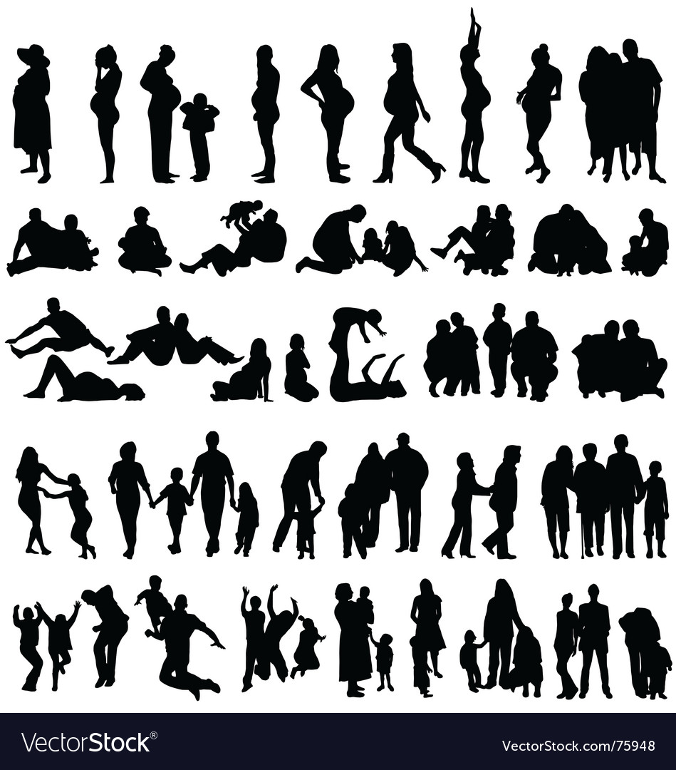 Family silhouettes Royalty Free Vector Image - VectorStock