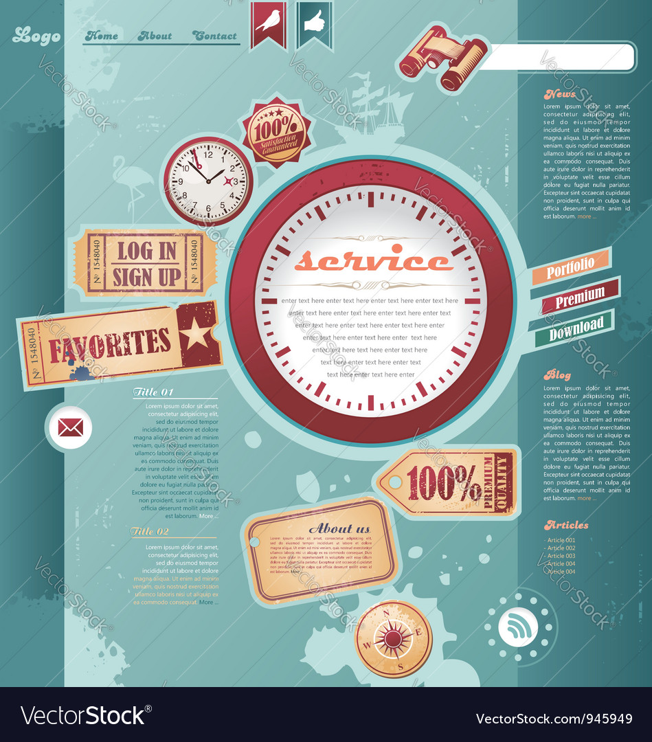 Vintage and retro web design elements Royalty Free Vector