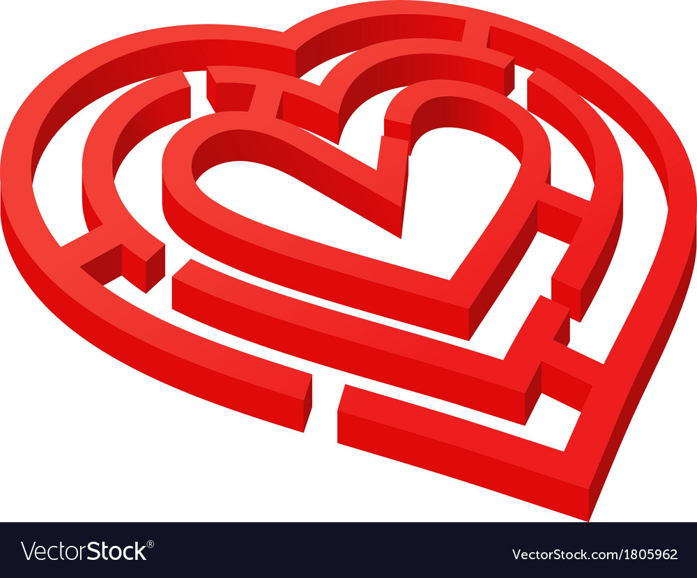 Heart shaped labyrinth Royalty Free Vector Image