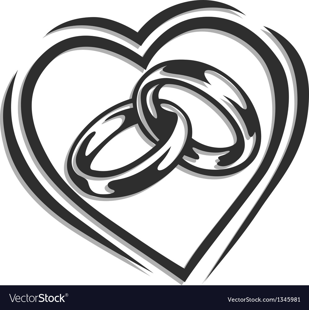 Download Wedding ring in heart Royalty Free Vector Image