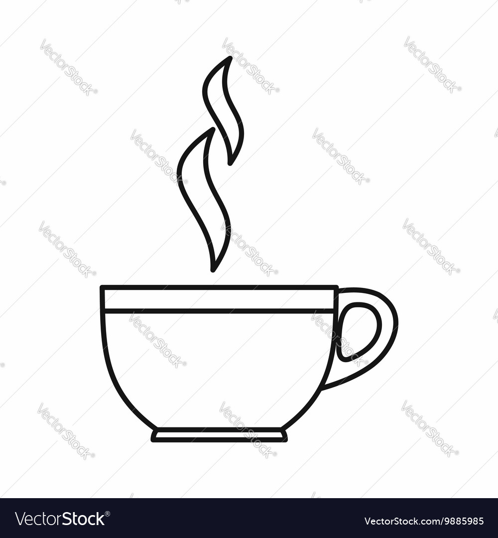 Glass cup of tea icon outline style Royalty Free Vector