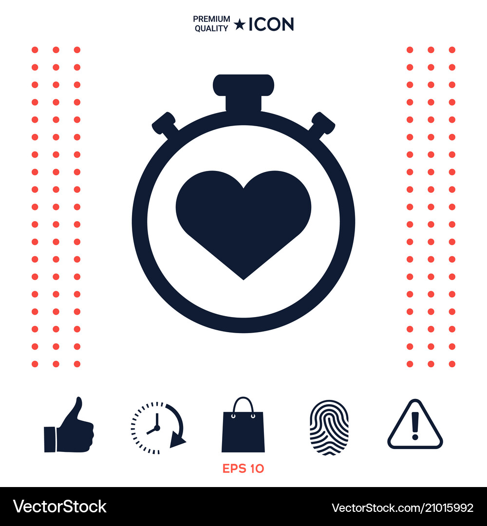 Stopwatch with heart symbol icon heart timer Vector Image