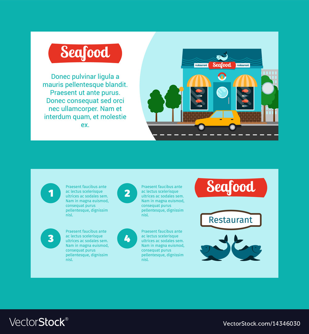 seafood house horizontal flyers royalty free vector image horizontal flyers