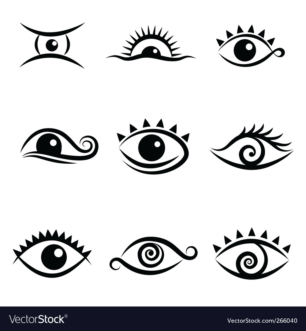 Eye symbol set Royalty Free Vector Image VectorStock