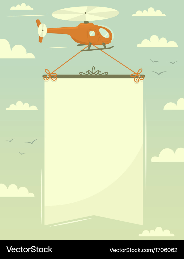 Helicopter with banner Royalty Free Vector Image