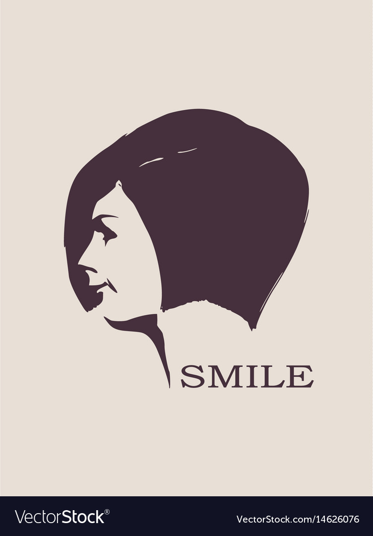 silhouette of a female head face side view vector image