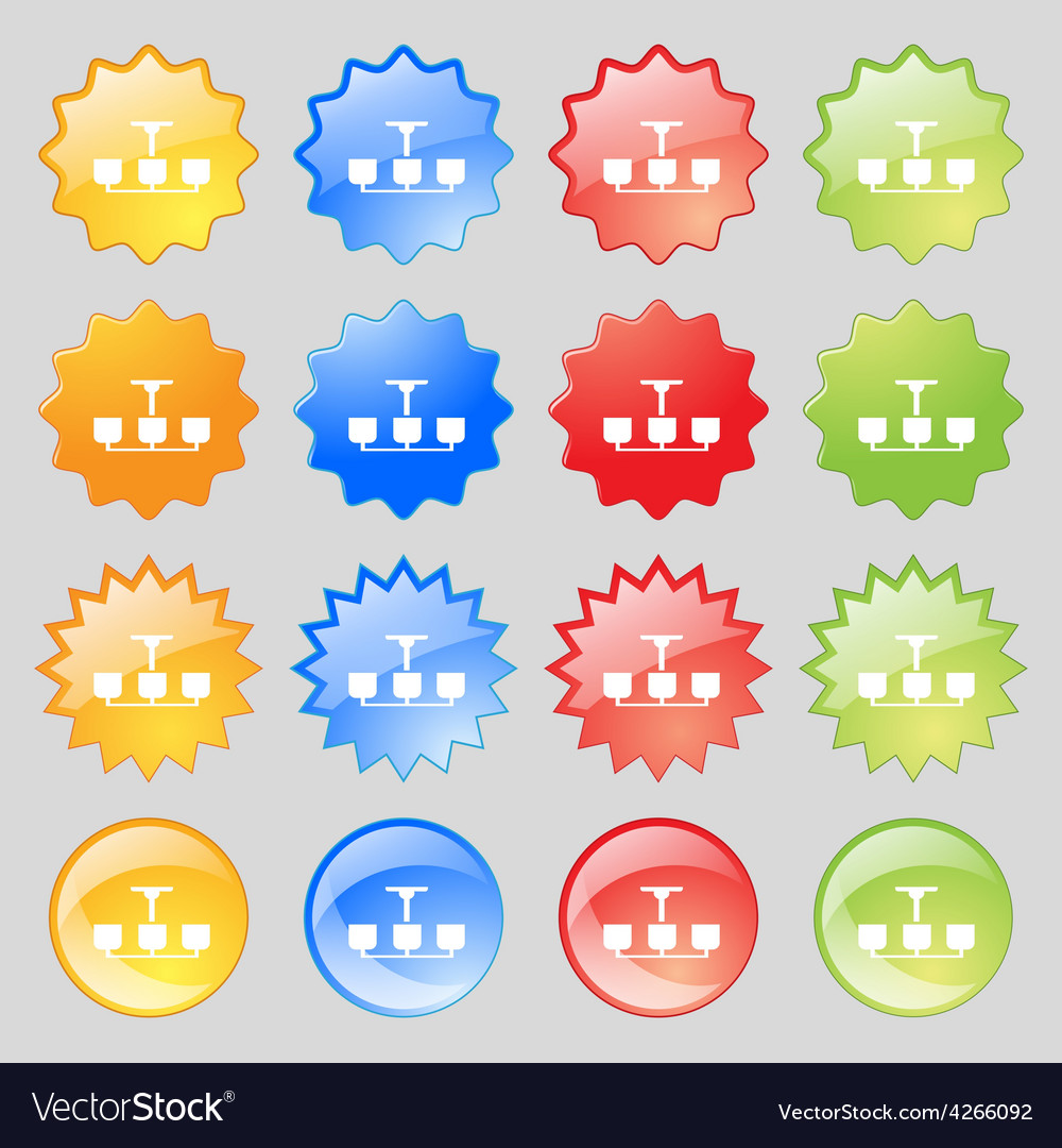 Chandelier Light Lamp icon sign Big set of 16 Vector Image Chandelier Light Lamp icon sign Big set of 16 Vector Image
