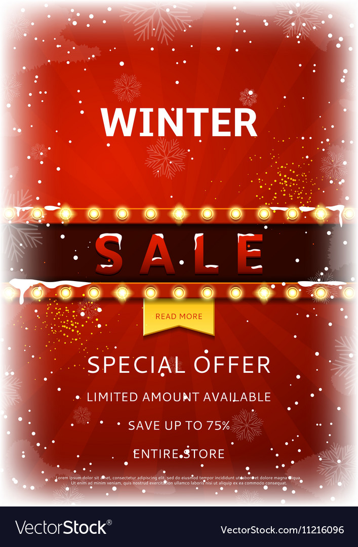 winter sale flyer with snow royalty free vector image winter sale flyer