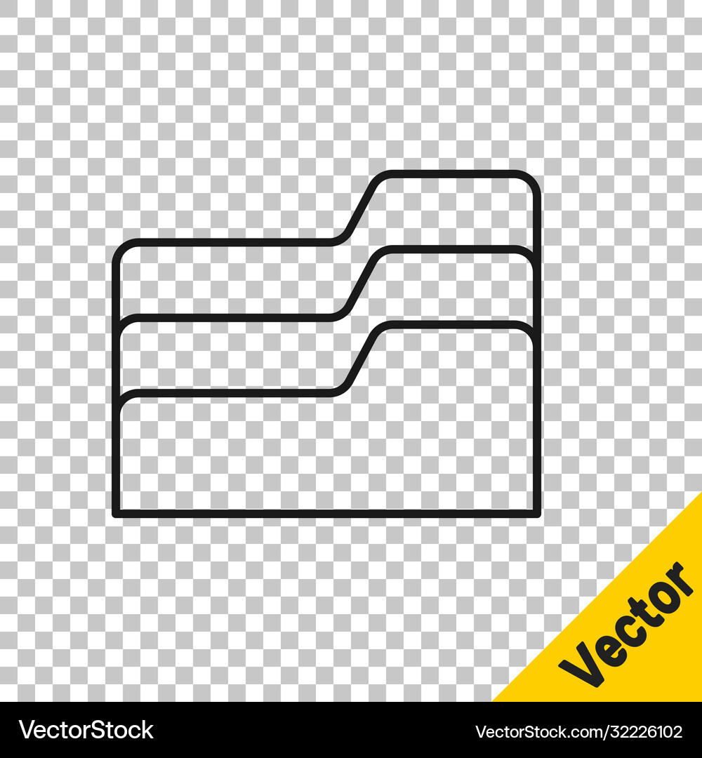 Black line document folder icon isolated Vector Image