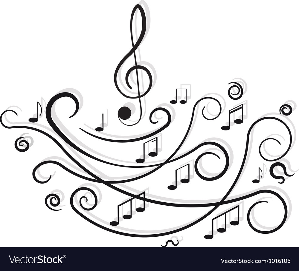 Musical notes Ornament with swirls on white Vector Image