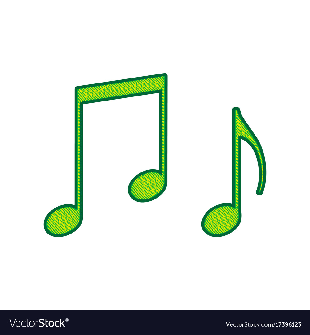 music notes sign lemon scribble icon on royalty free vector