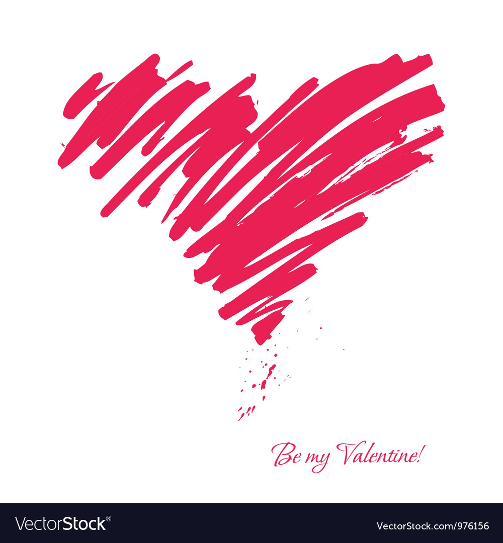 Drawn with a brush heart Royalty Free Vector Image