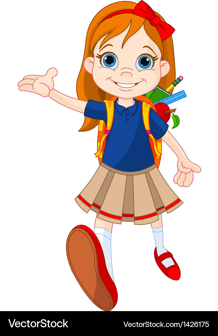Girl go to school Royalty Free Vector Image - VectorStock