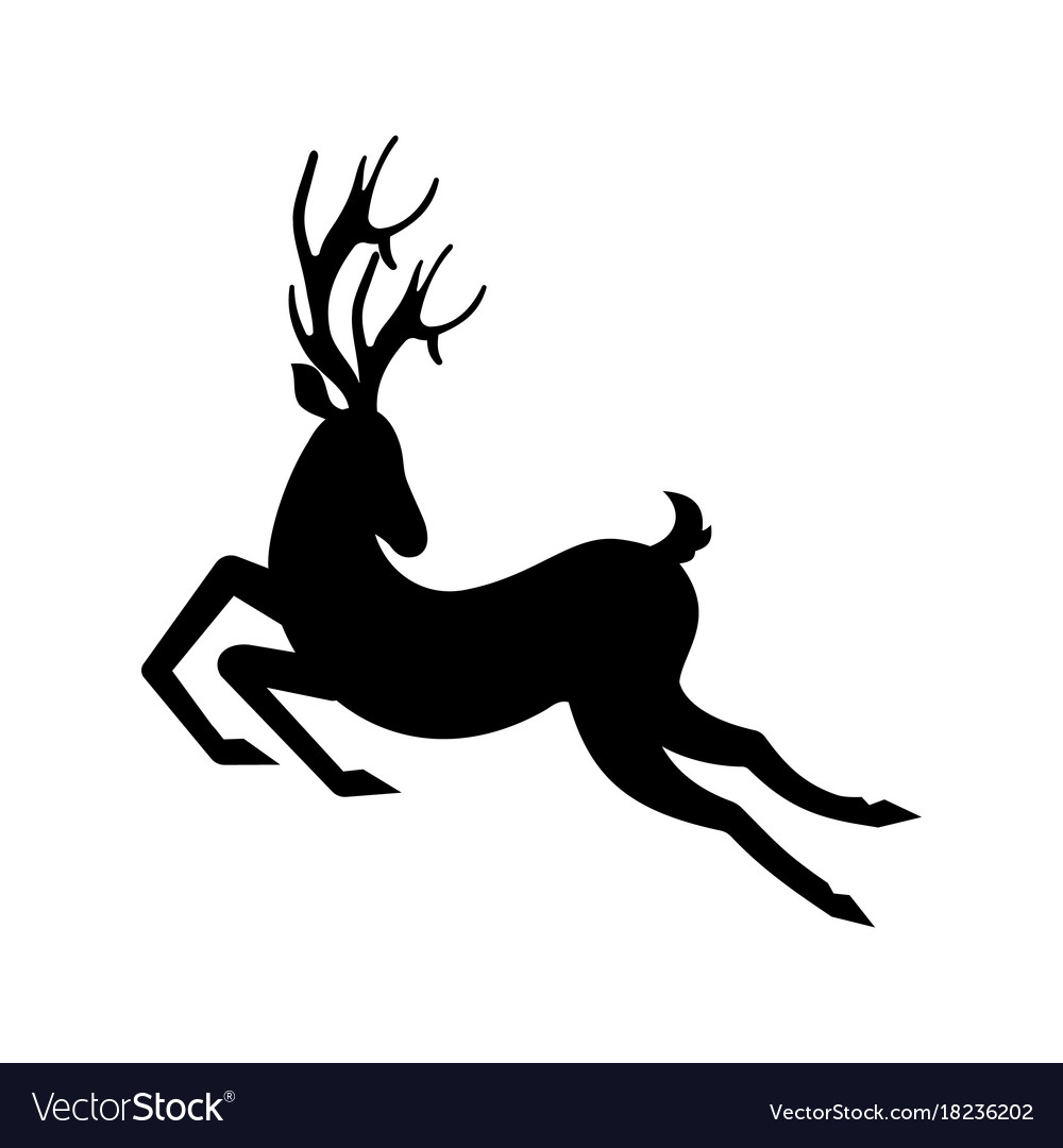 silhouette deer running reindeer moving leaping vector image