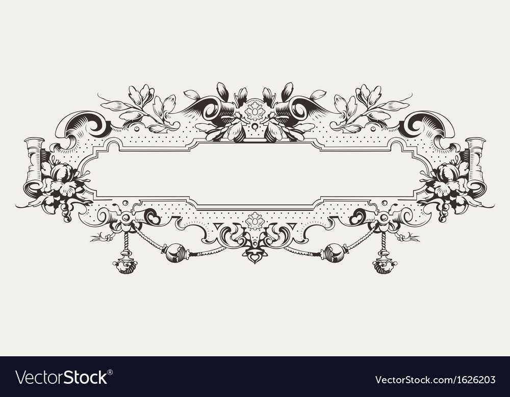 High ornate horizontal frame Royalty Free Vector Image