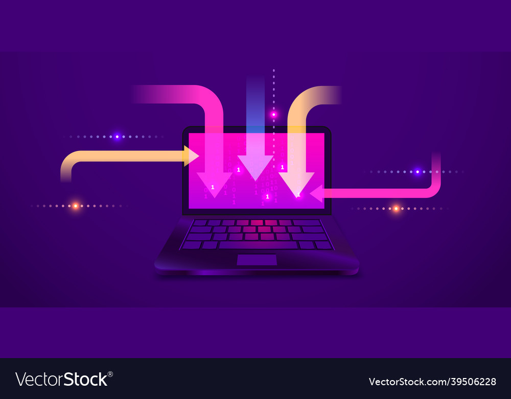Downloading data to a computer futuristic Vector Image