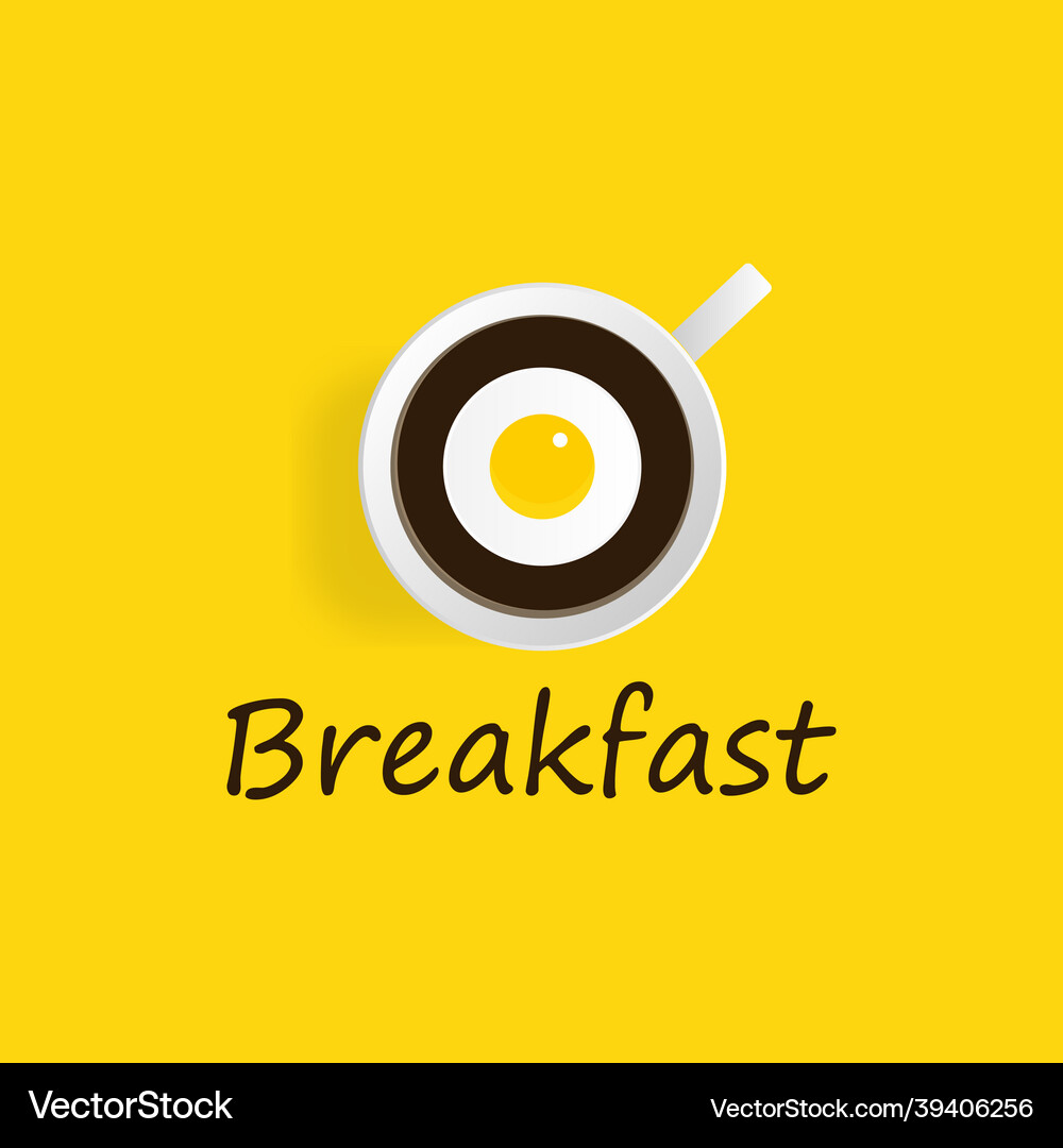 Breakfast logo concept coffee and eggs Royalty Free Vector