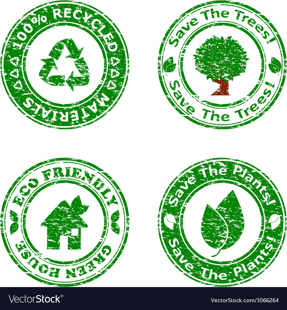 Set of grunge eco stamps green Royalty Free Vector Image