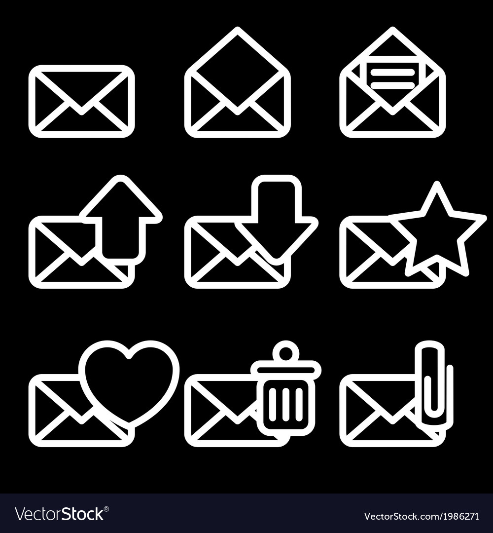 White Envelopes Icons Royalty Free Vector Image