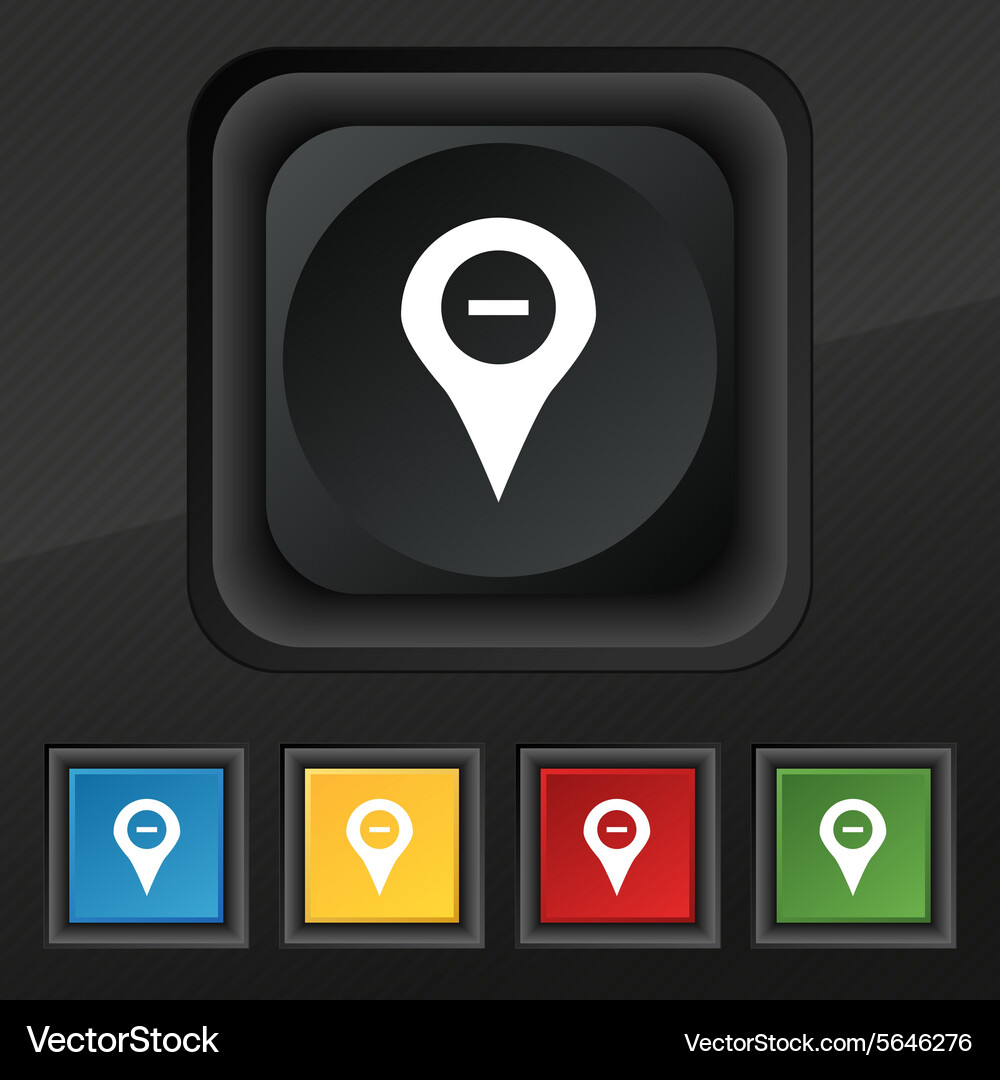 Minus map pointer gps location icon symbol set Vector Image