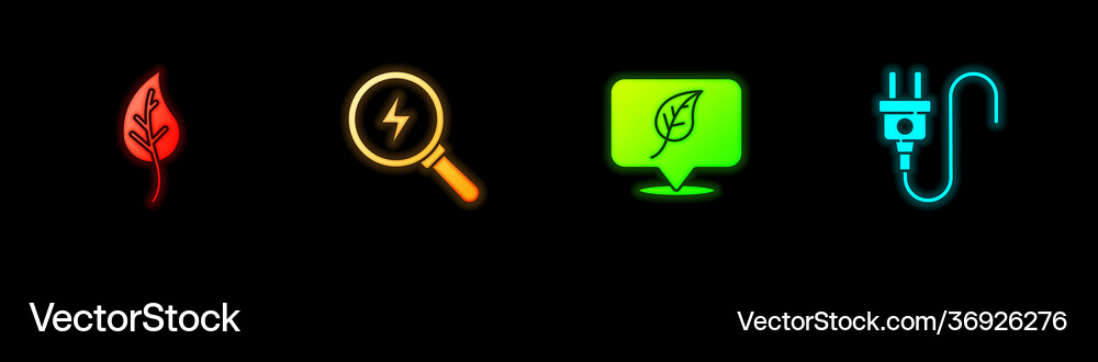 Set leaf or leaves lightning bolt location Vector Image