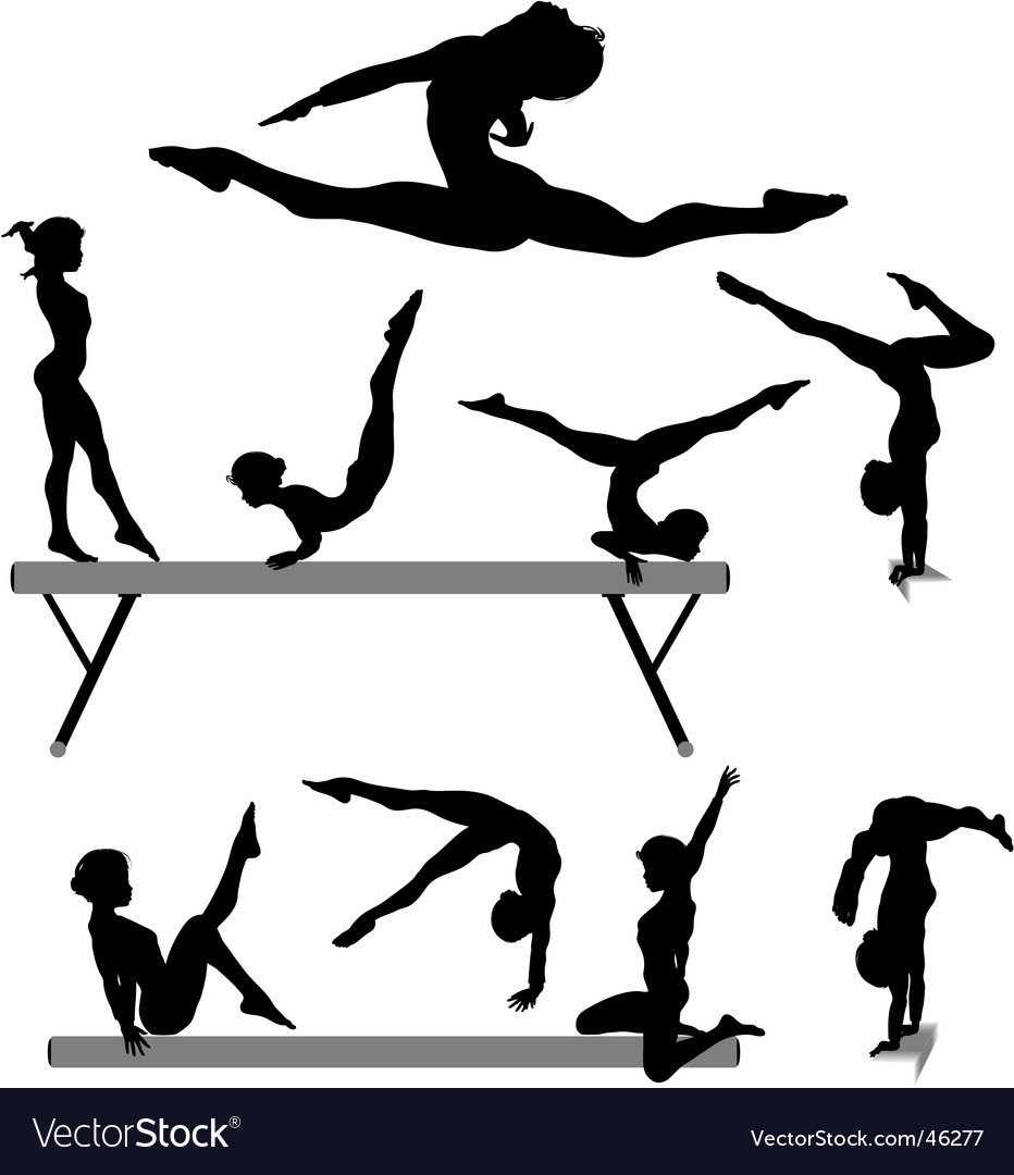 female gymnast silhouettes vector image