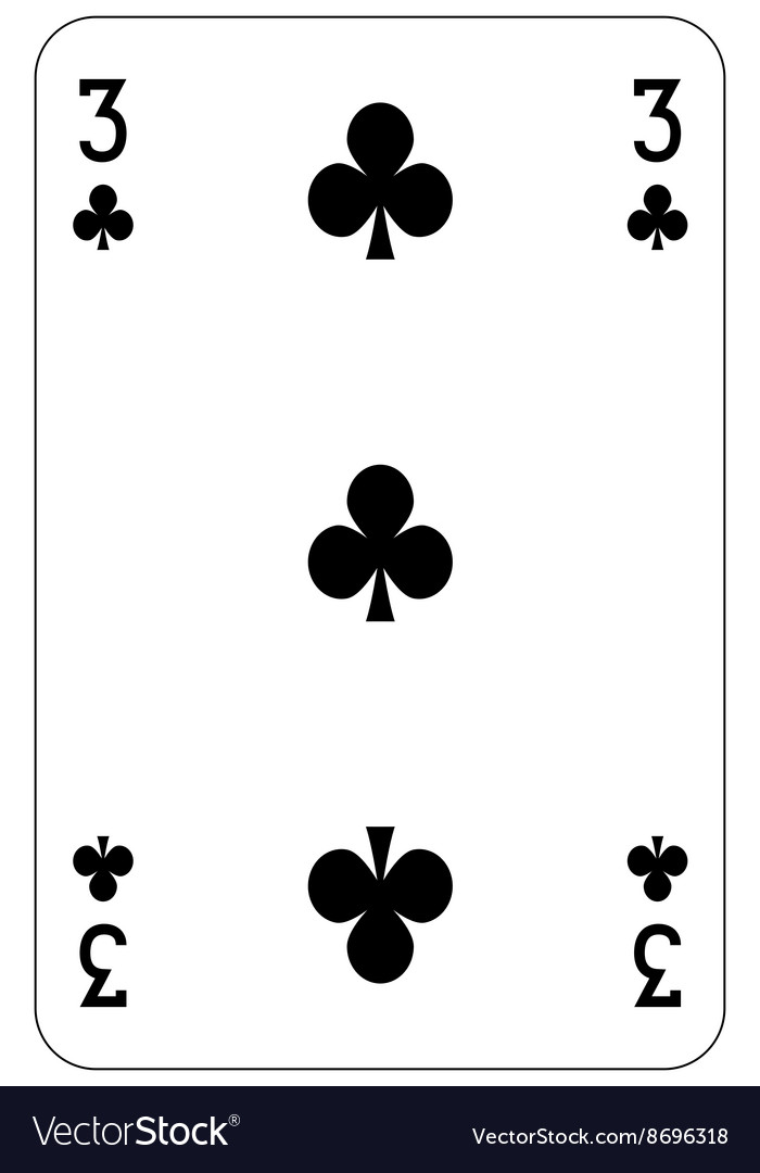 Poker playing card 3 club Royalty Free Vector Image