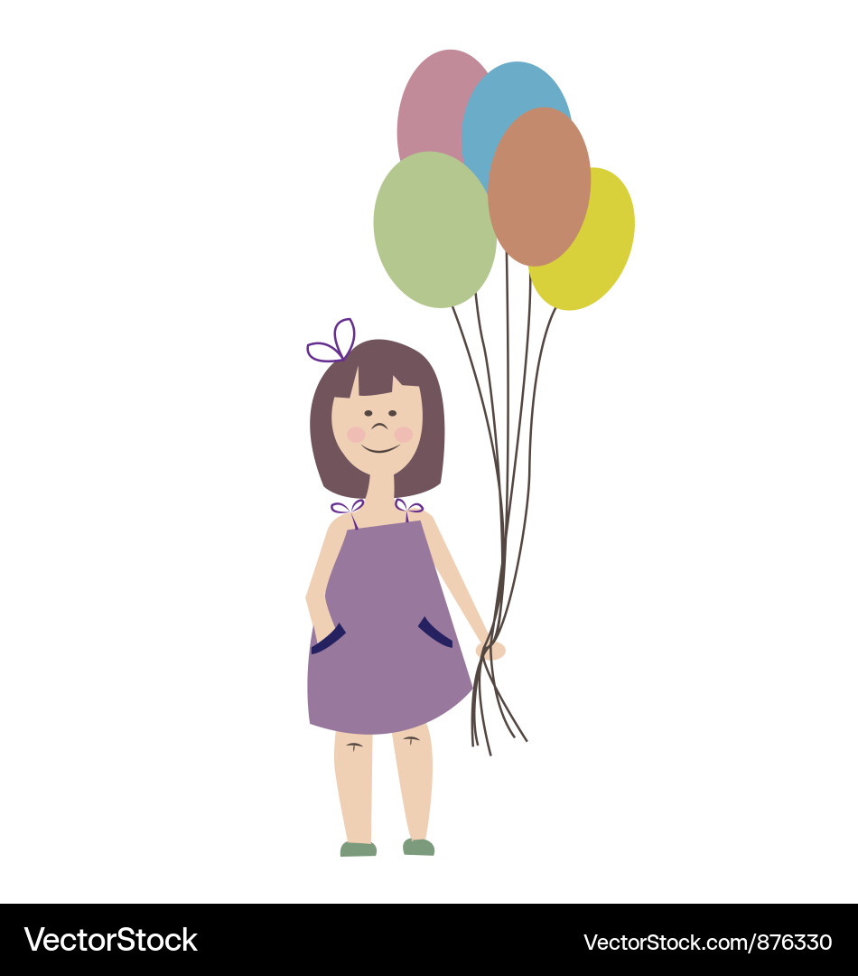 Cute Girl Holding Balloons Royalty Free Vector Image