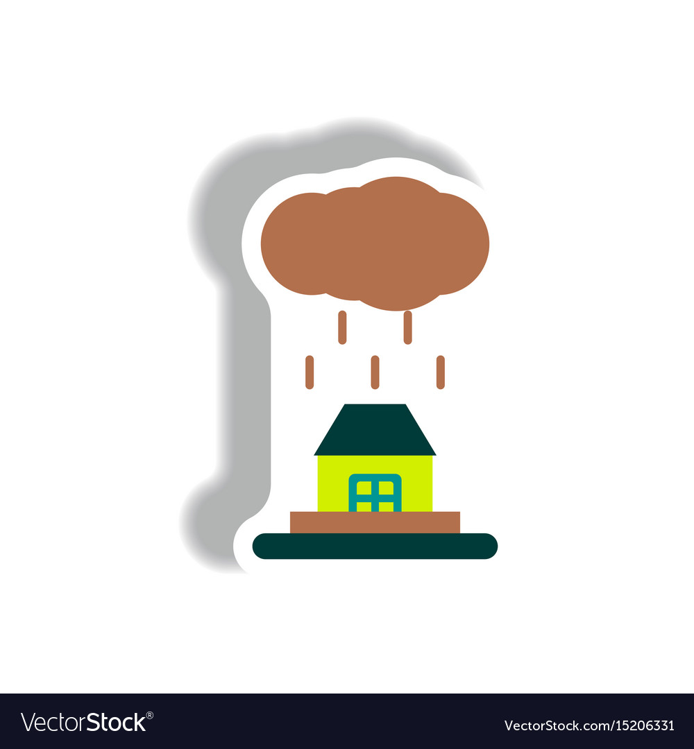 cloud with rain icon flat style