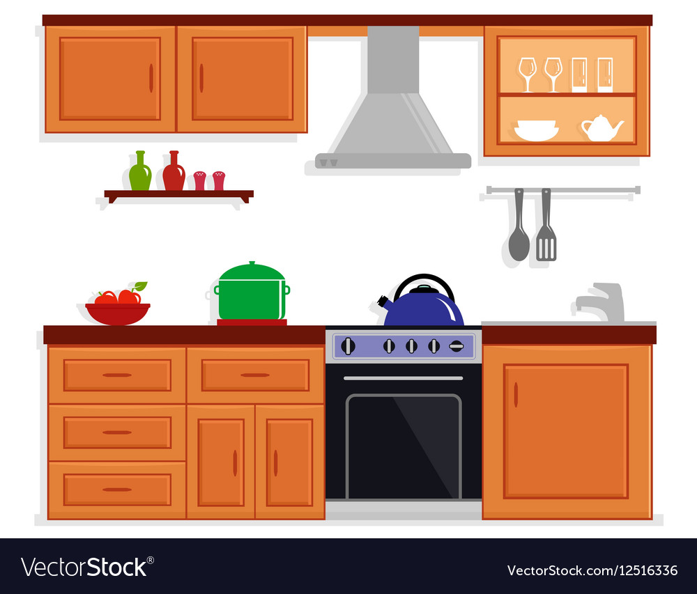 Kitchen room isolated furnishing interior Vector Image Kitchen room isolated furnishing interior Vector Image
