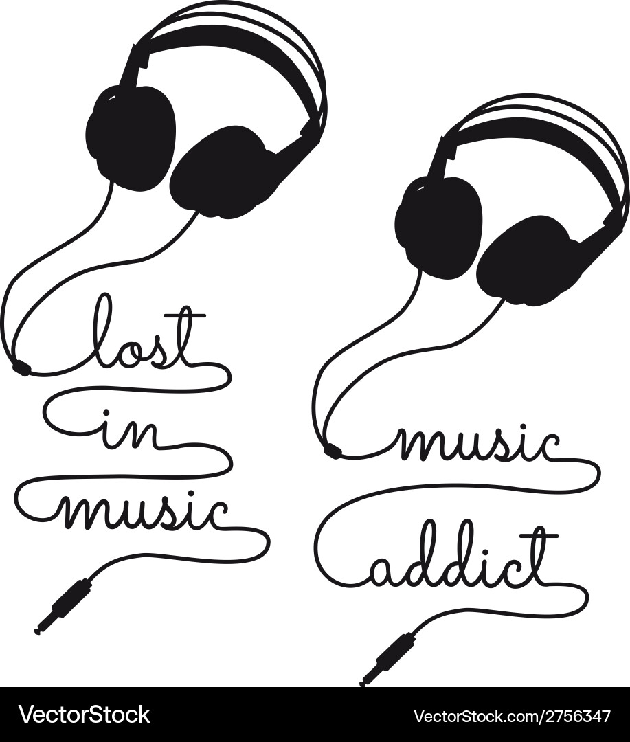 Lost in music headphones Royalty Free Vector Image