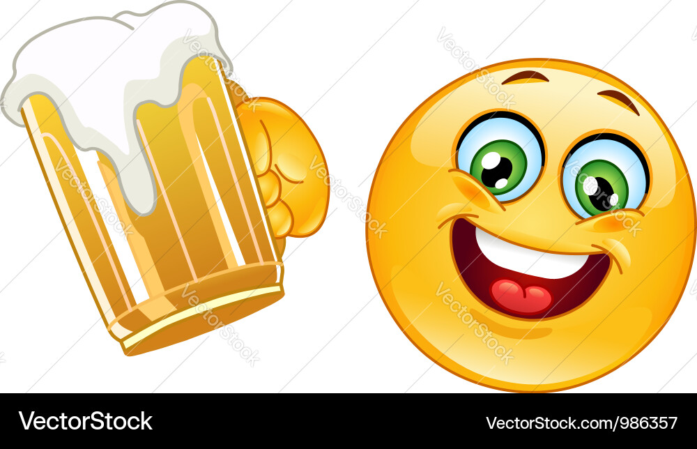 Emoticon with beer Royalty Free Vector Image VectorStock