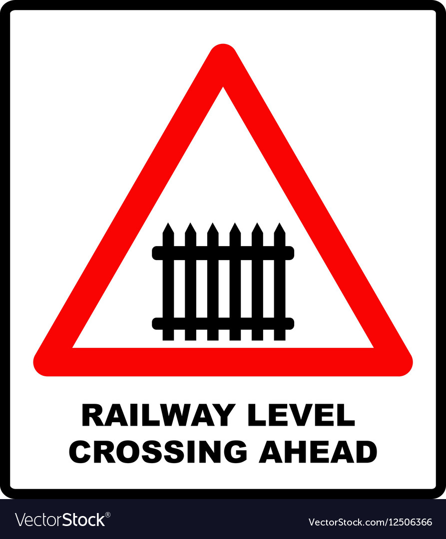 Traffic Sign Level Crossing With Barries Ahead Vector Image