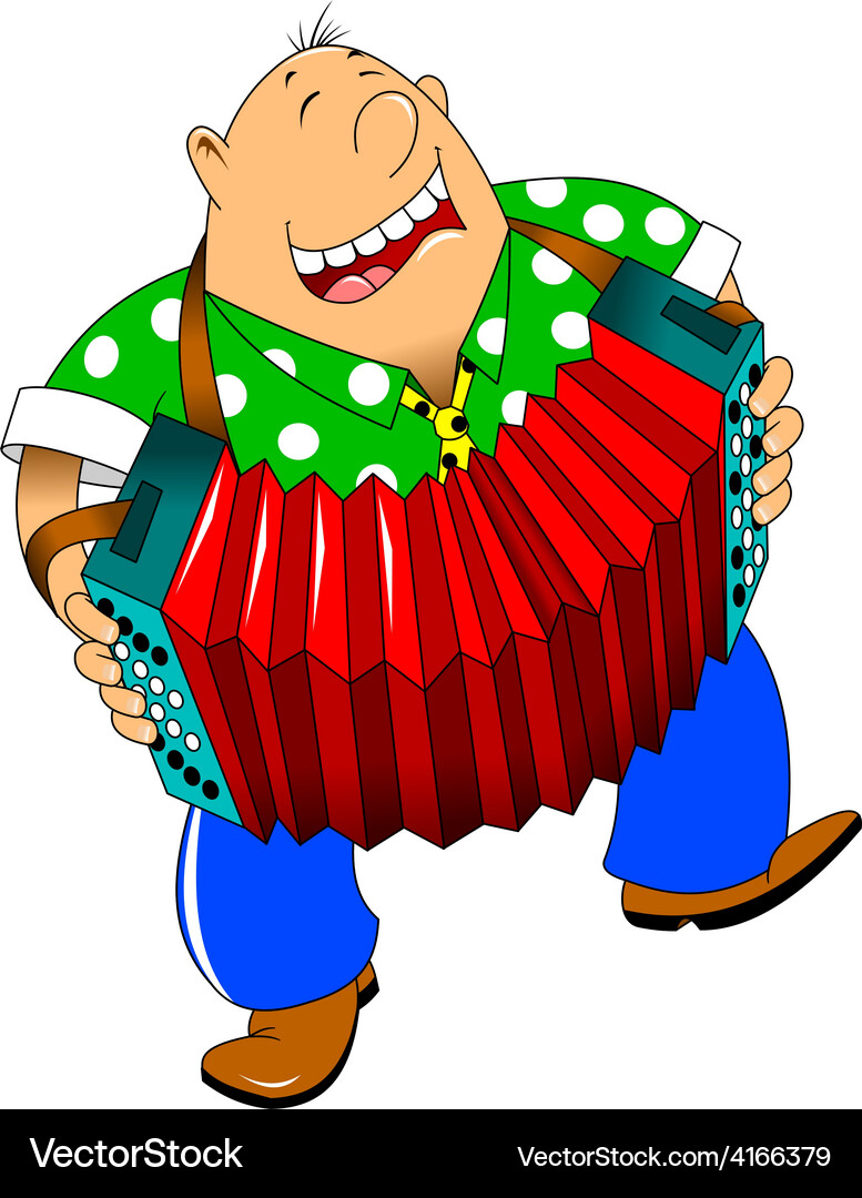Cartoon accordion player Royalty Free Vector Image